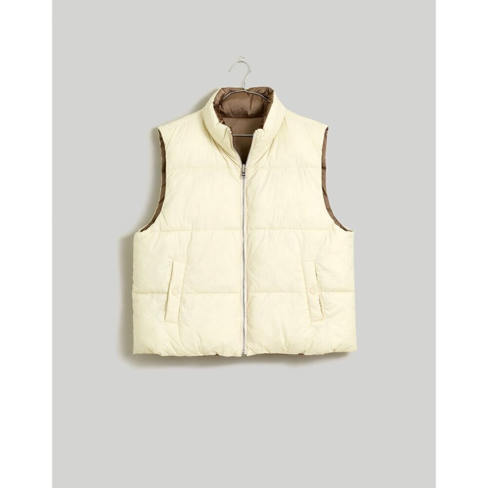 Madewell ladies woven wutang reversible puffer vest down alternative NEW XS - Picture 3 of 10